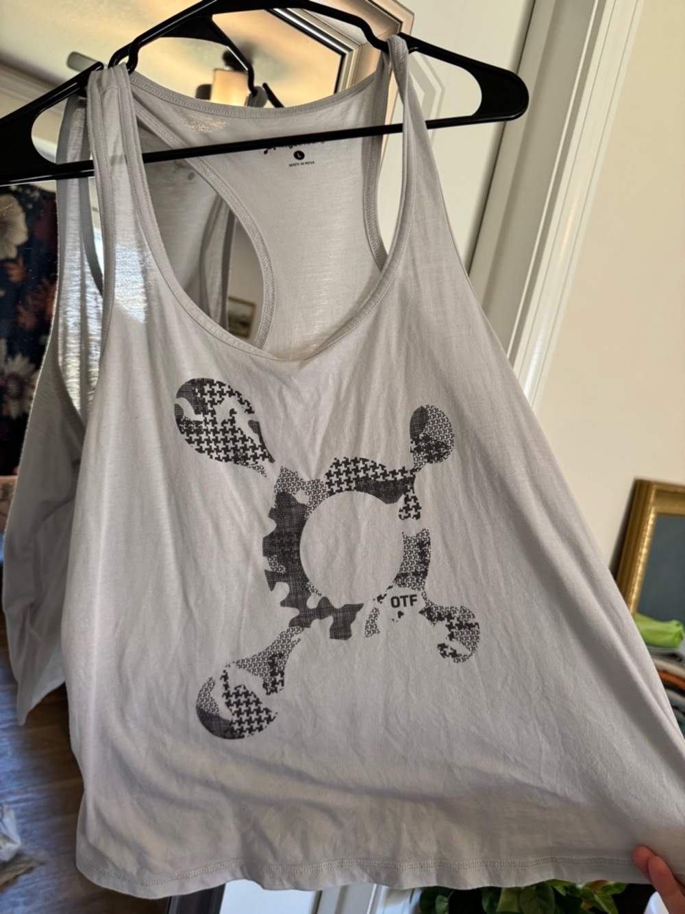 Orangetheory White Racerback Tank with Black Graphic